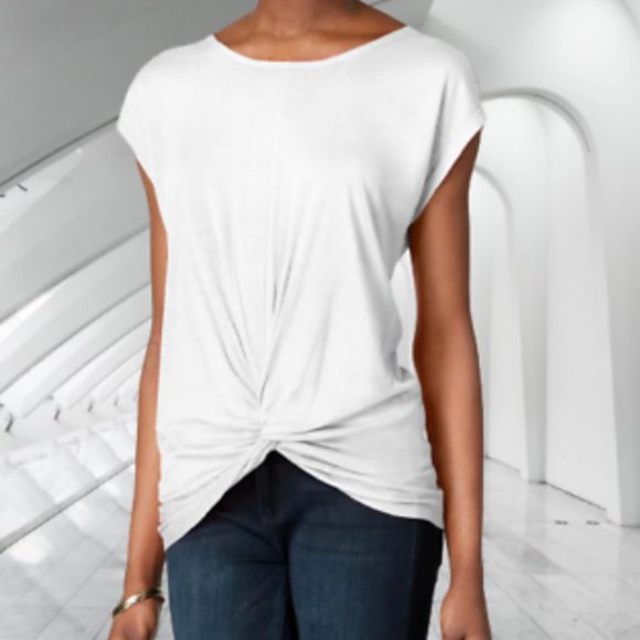 INC International Concepts Tops - INC White Twist Front Short Sleeve Tee NWT Sz M
